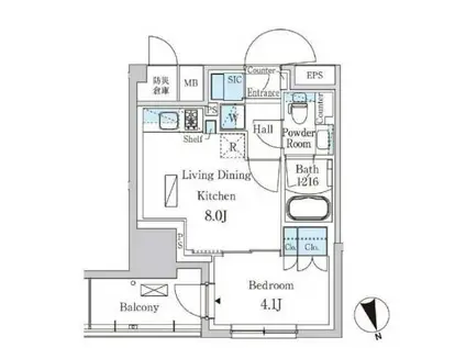 パークアクシス浦安(1LDK/10階)の間取り写真