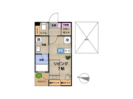 PISTE(ワンルーム/2階)の間取り写真