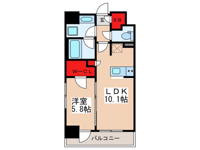 パークアクシス東高円寺(1LDK/2階)の間取り写真