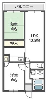 ウイングヒルズ羽曳野(2LDK/2階)の間取り写真