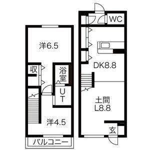 ブロードII(2LDK/1階)の間取り写真