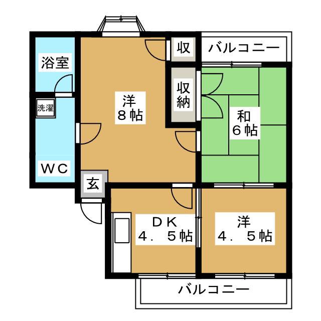 ラセーヌ東林間A(3DK/3階)の間取り写真