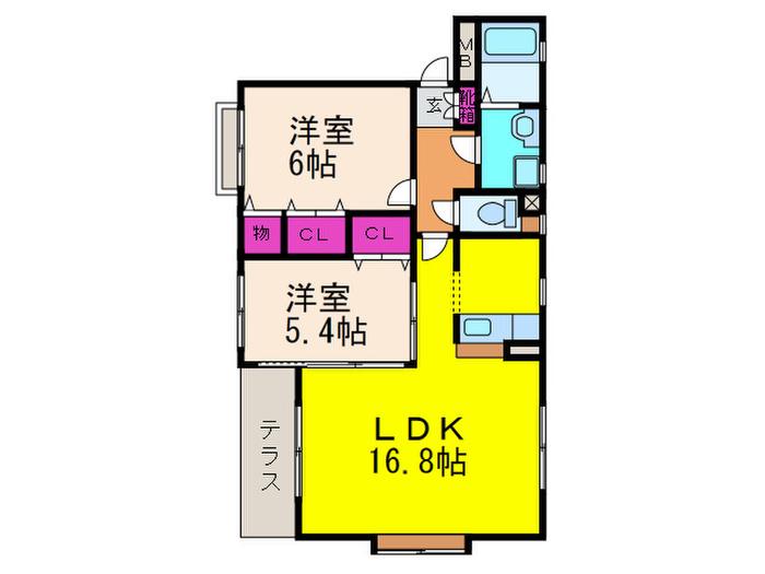 パストラル宮野(2LDK/1階)の間取り写真