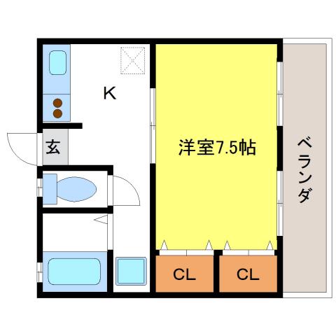 シティハイムストーク(1K/2階)の間取り写真
