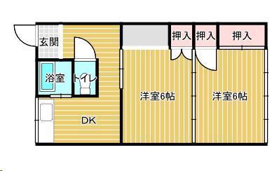 黒沼西ハイツ(2DK/1階)の間取り写真