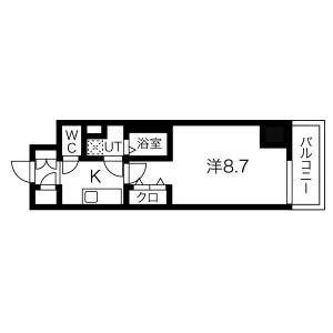 メイクス上前津IV(1K/4階)の間取り写真