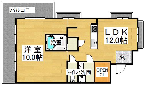 コーポ千樫(1LDK/4階)の間取り写真