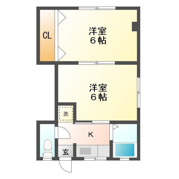 U-BOX岩川(2K/2階)の間取り写真