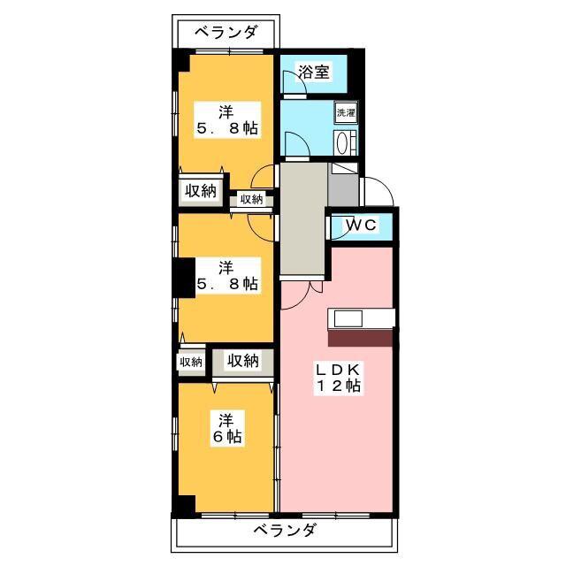 リベラル仲町台(3LDK/3階)の間取り写真