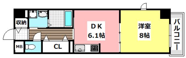 HEI STADT(1DK/2階)の間取り写真