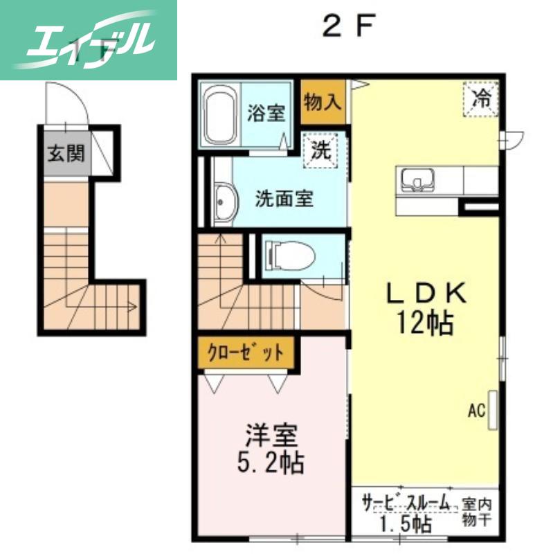 ウエストアージュ(1LDK/2階)の間取り写真
