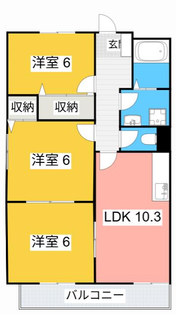 プラチナハイツ安井III(3LDK/2階)の間取り写真