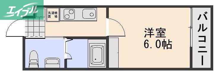 BLUE.RESIDENCE浜(1K/2階)の間取り写真