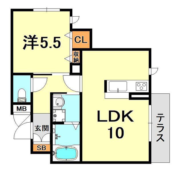 プルミエール住吉(1LDK/1階)の間取り写真