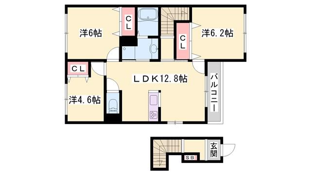 パストラル津倉(3LDK/2階)の間取り写真