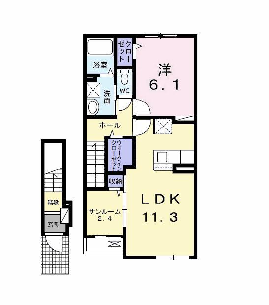 キャンビリーI(1LDK/2階)の間取り写真