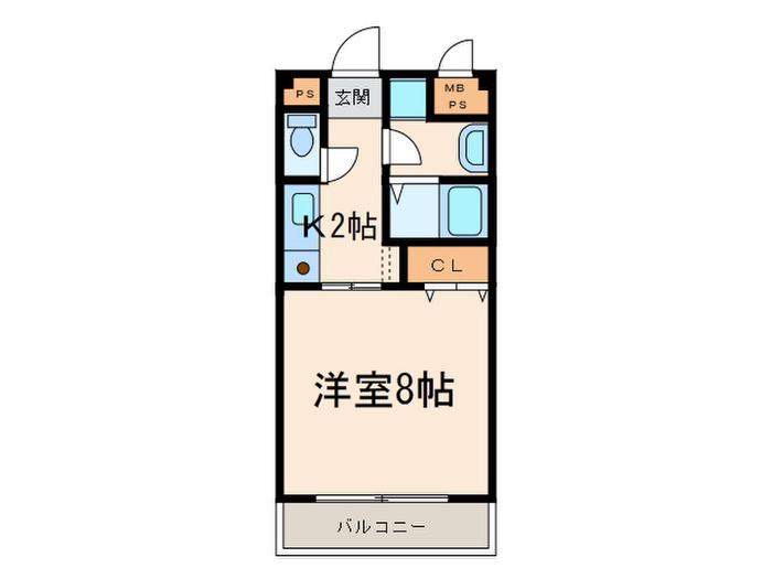 カルチュア二ツ坂(1K/1階)の間取り写真
