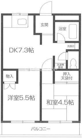 アーバンハイツ的場(2DK/2階)の間取り写真