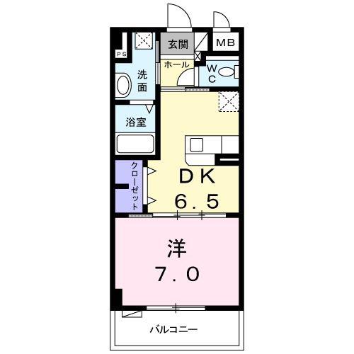 SAVORY HILL(1DK/2階)の間取り写真
