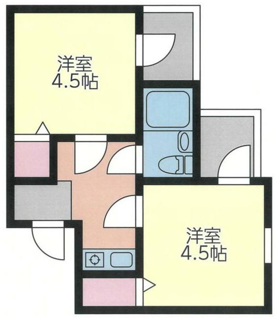 アスタック壱番館(2K/1階)の間取り写真