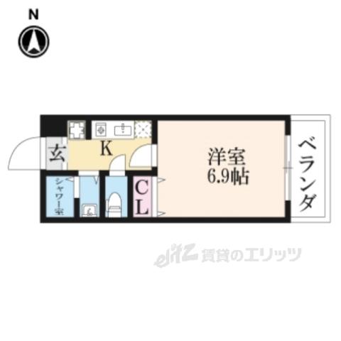 四条敷島ビル(1K/4階)の間取り写真