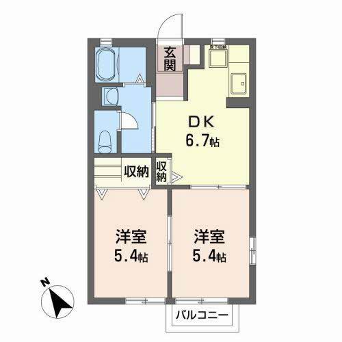 アルカディアII(2DK/1階)の間取り写真