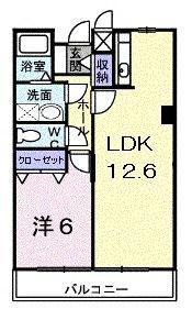 トレゾール野面(1LDK/2階)の間取り写真