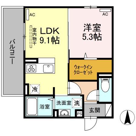 ライジング サン(1LDK/3階)の間取り写真