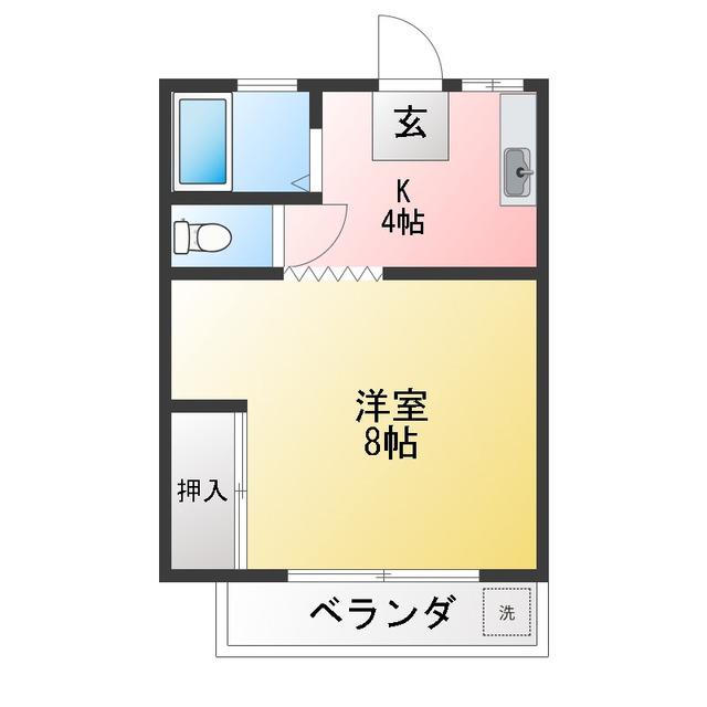 メイフェアーNO.2(1DK/2階)の間取り写真