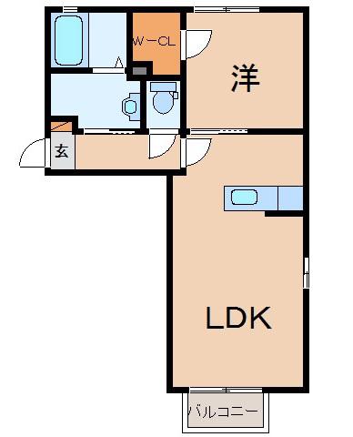 アリス A(1LDK/1階)の間取り写真