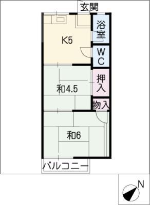 宮脇ハイツ(2K/1階)の間取り写真