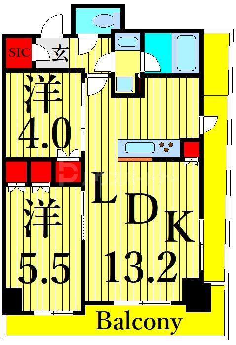 BRILLIA IST町屋(2LDK/12階)の間取り写真