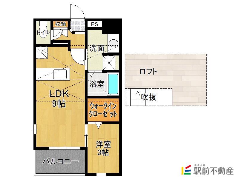 リバ・シティ夢咲III(1LDK/2階)の間取り写真