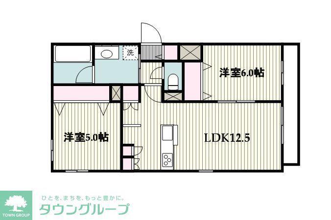 下土棚メゾンA棟(2LDK/1階)の間取り写真