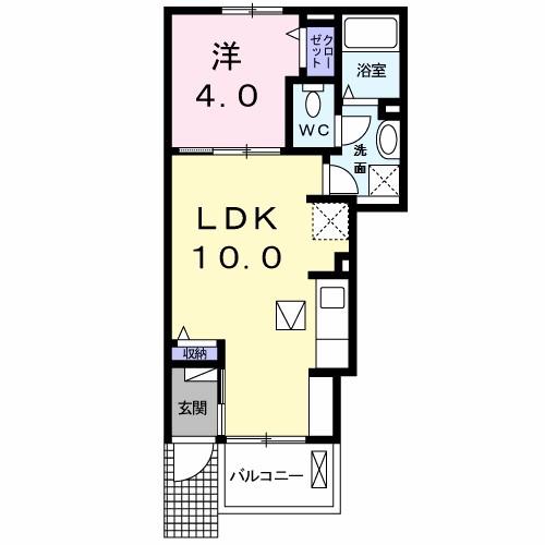 シャン・ド・ポワール(1LDK/1階)の間取り写真