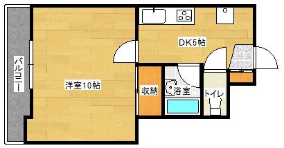 ルミノーソ三篠(1DK/5階)の間取り写真