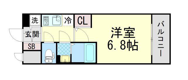 エスリードレジデンス神戸三宮(1K/11階)の間取り写真
