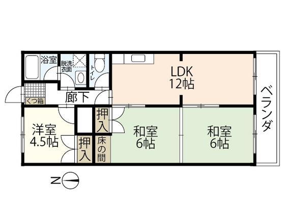 光ヶ丘コートビレッジA棟(3LDK/2階)の間取り写真