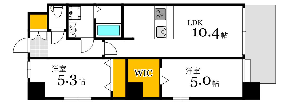 NSP BUILDING HEIWAODORI(2LDK/6階)の間取り写真