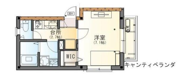 エスポワール富喜(1K/2階)の間取り写真