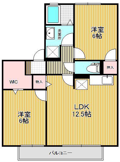 パークタウン新和B棟(2LDK/2階)の間取り写真