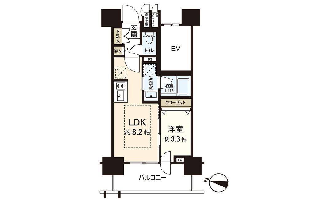 ネベル札幌 LEGEND CORE(1LDK/11階)の間取り写真