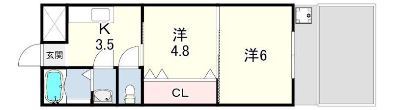 コーポ栄(2K/1階)の間取り写真