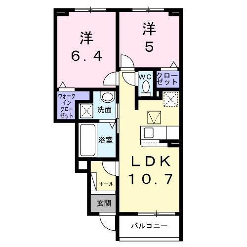 ブラウンヒルズ(2LDK/1階)の間取り写真