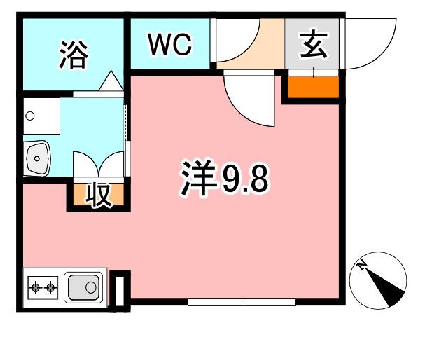 玉島長尾アパート(ワンルーム/2階)の間取り写真