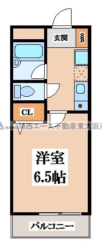 サンキプラザ今米(1K/2階)の間取り写真