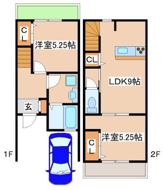 KARIN上沢(2LDK/1階)の間取り写真