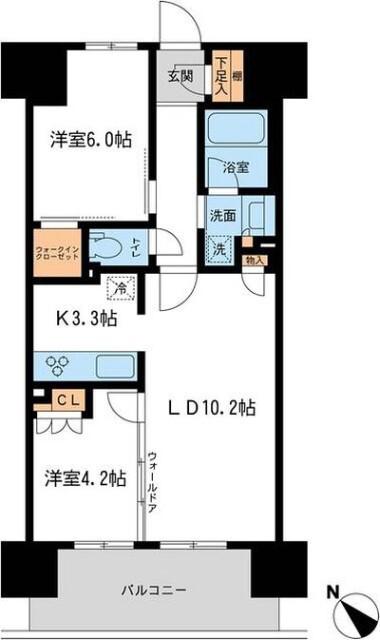BLESS宮崎台(2LDK/10階)の間取り写真