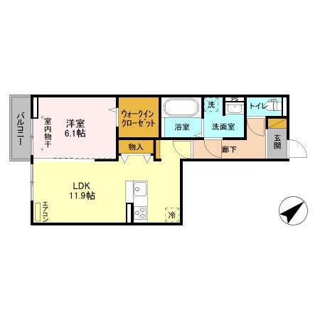 フェリーチェおおたかの森II(1LDK/3階)の間取り写真