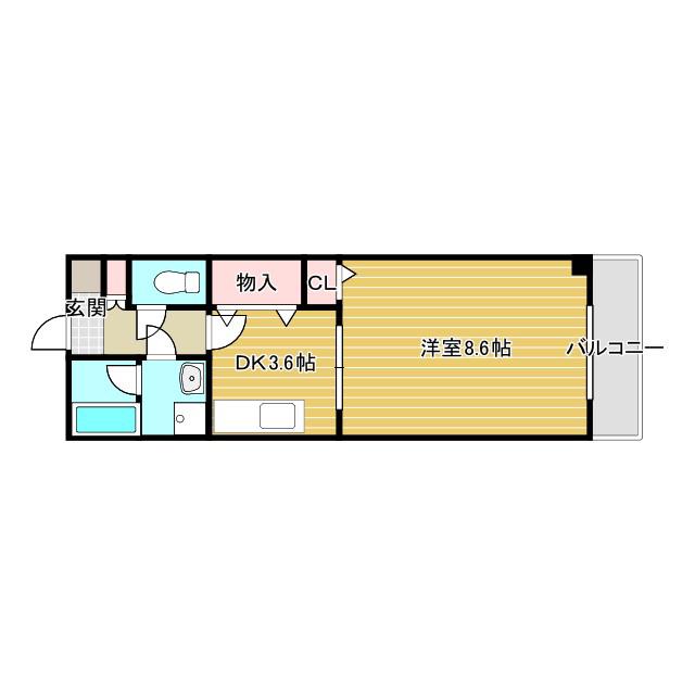 ステーションハイツ南茨木(1DK/2階)の間取り写真